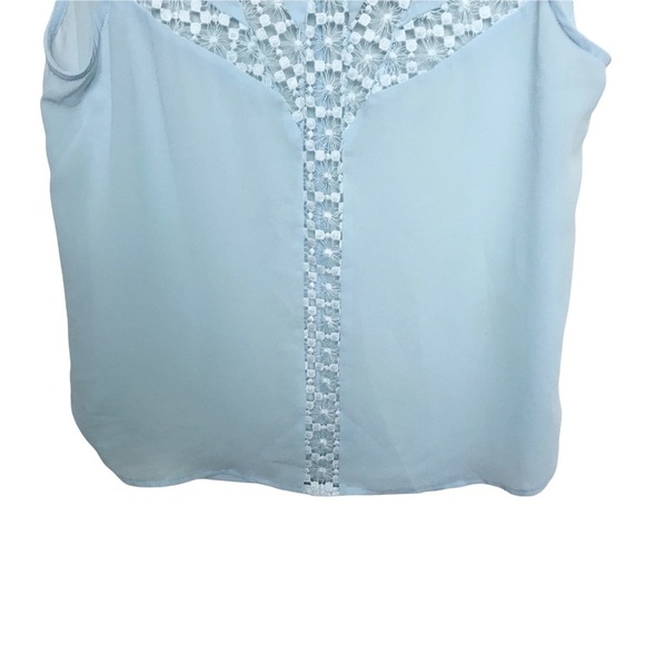 ASTR Blue Sleeveless Open Eyelet Tank Top Blouse Medium - Picture 4 of 11